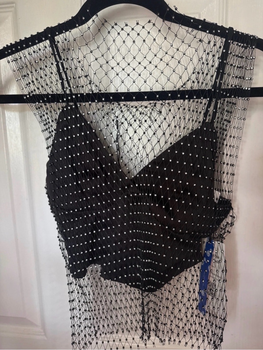 Cider Black Beaded Mesh Camisole Overlay